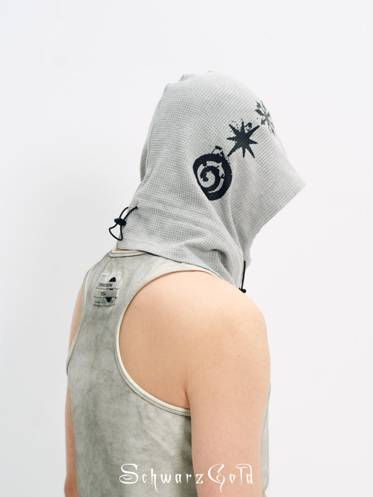 Lucky Symbol Print Contrast Balaclava