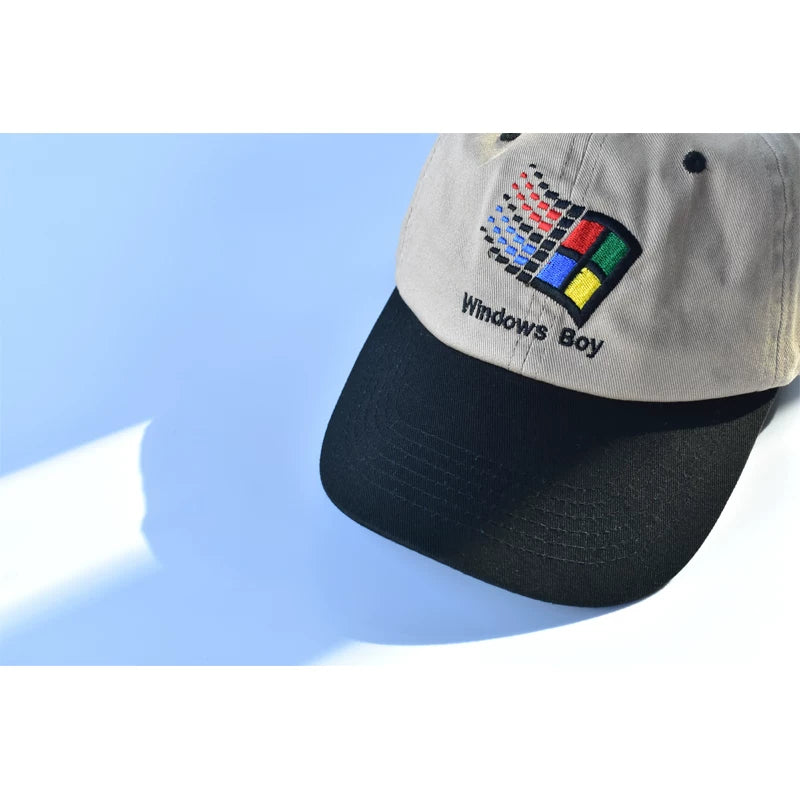 Retro Pixel Flag Embroidered Two-Tone Baseball Cap - Embroidery and brim detail