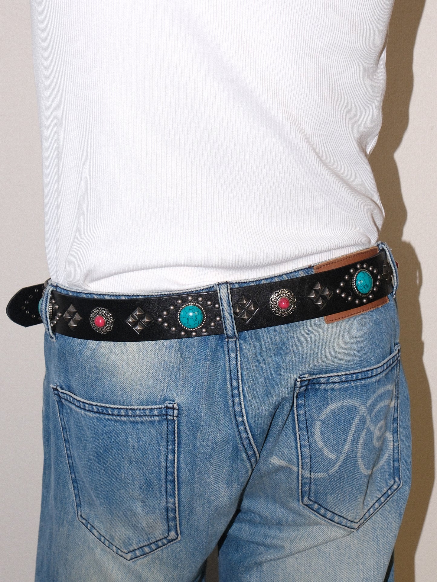 Tribal Studded Leather Belt
