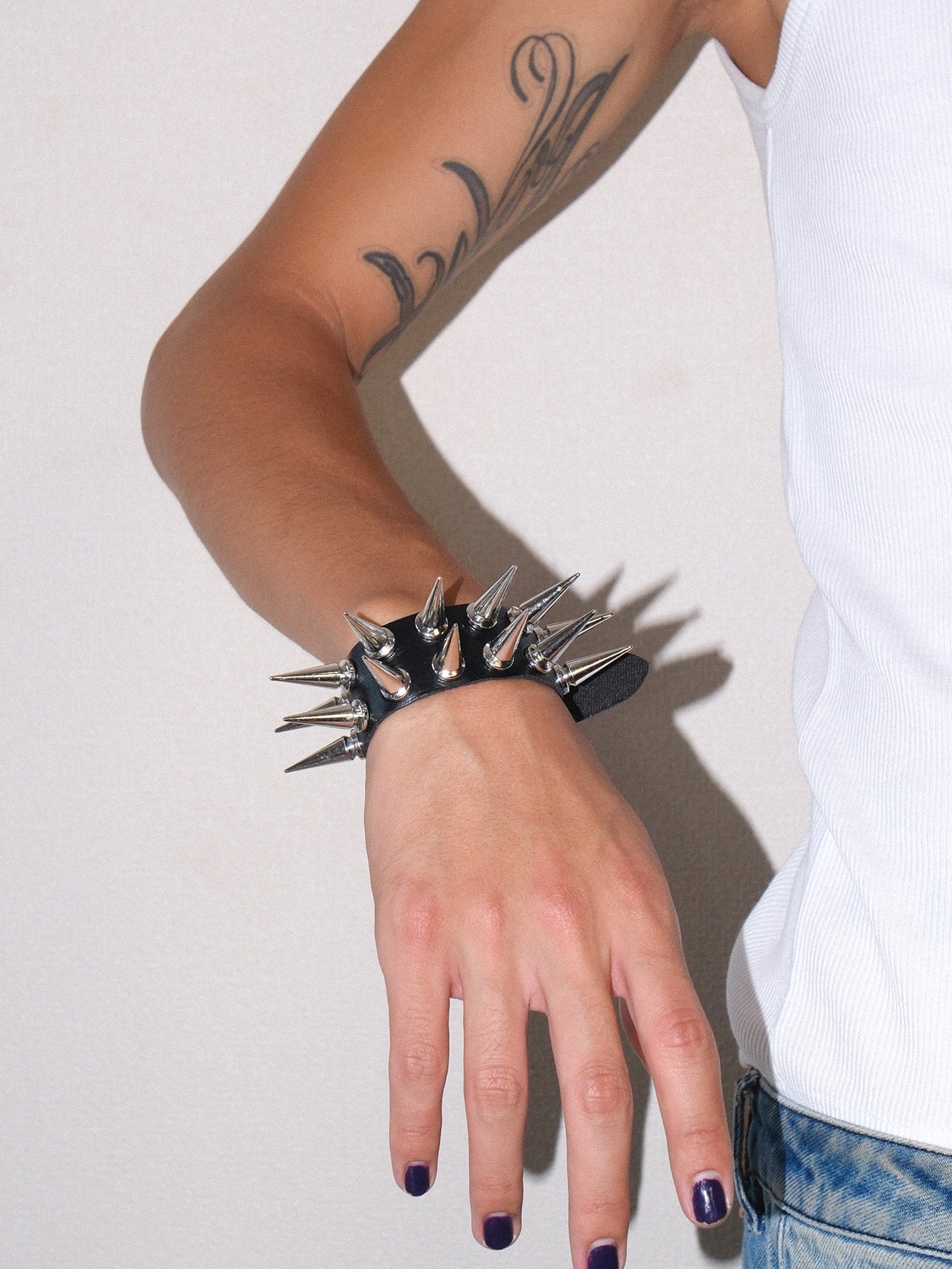 Black  Row Spike Studded Bracelet