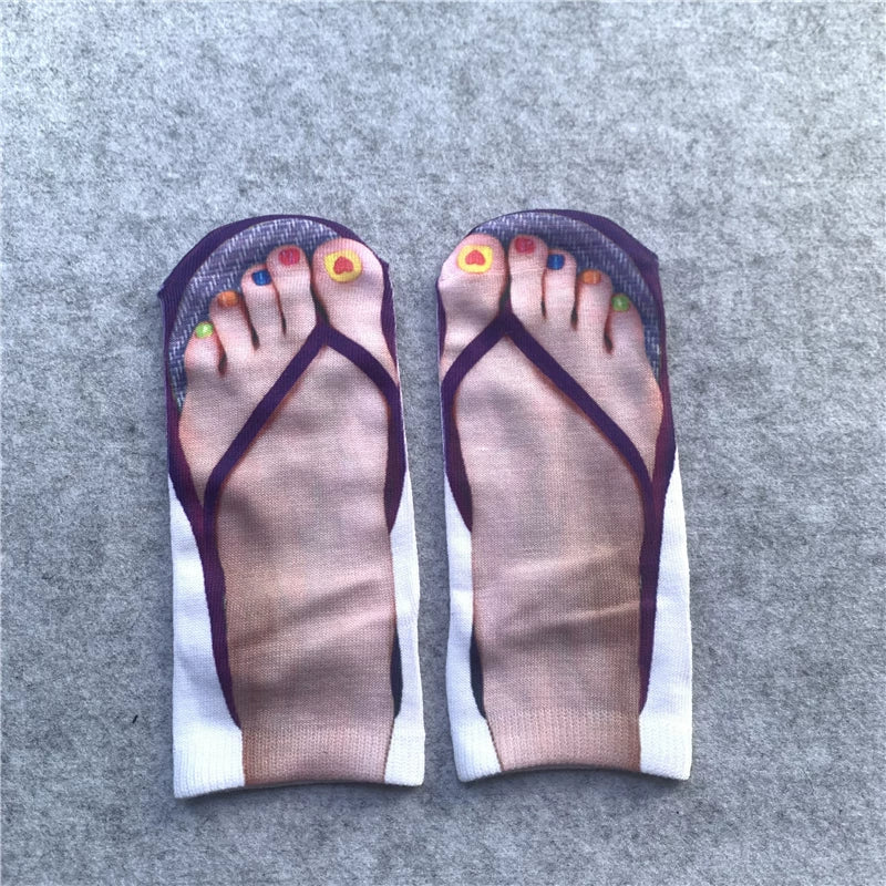 Novelty graphic print ankle socks - Purple Flip-Flop