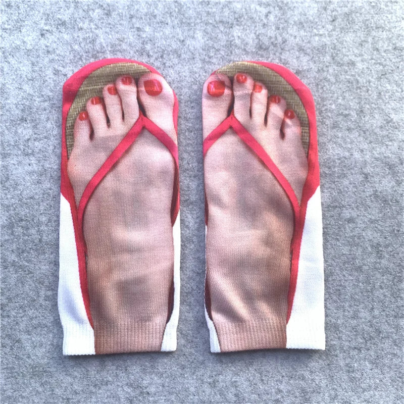 Novelty graphic print ankle socks - Red Flip-Flop