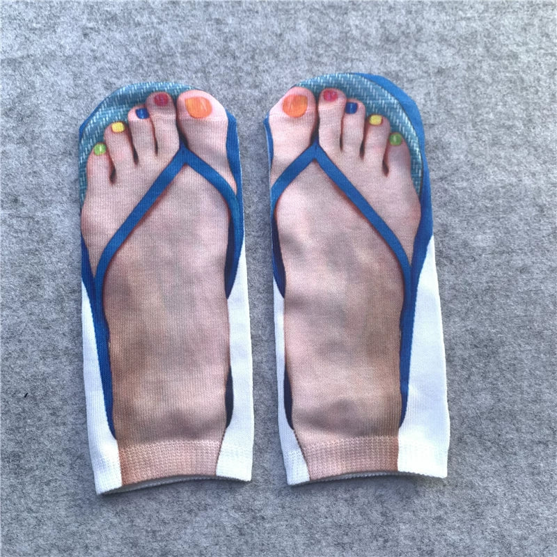 Novelty graphic print ankle socks - Blue Flip-Flop