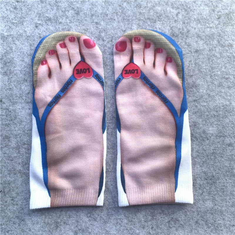 Novelty graphic print ankle socks - Heart Flip-Flop