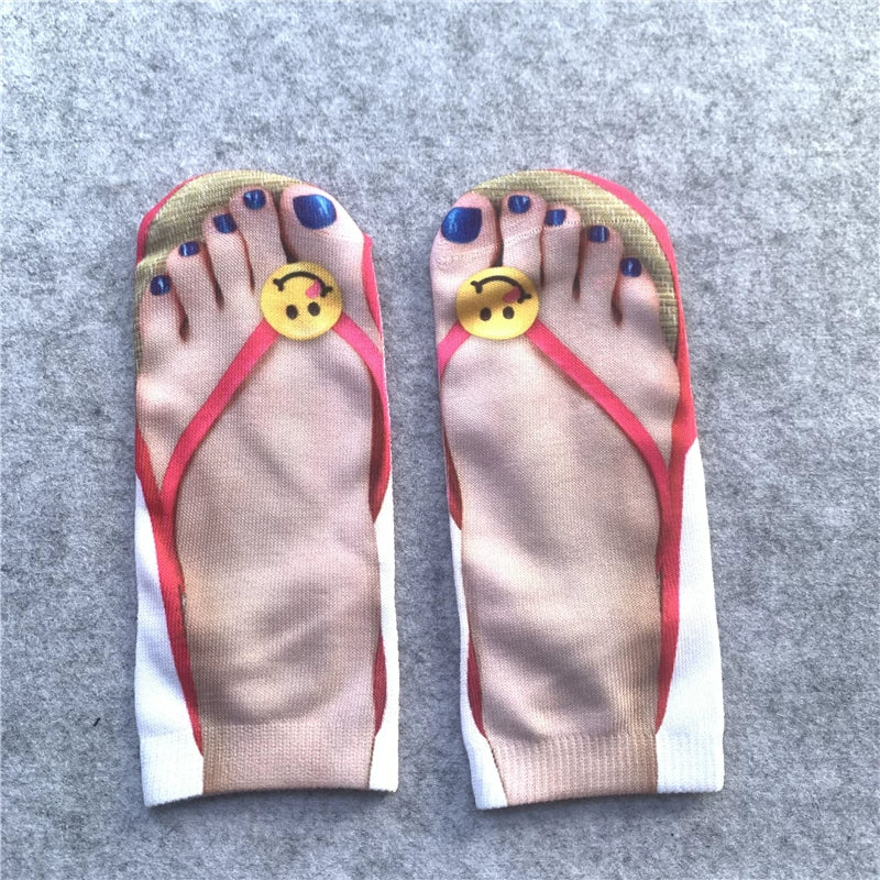 Novelty graphic print ankle socks - Smiley Flip-Flop