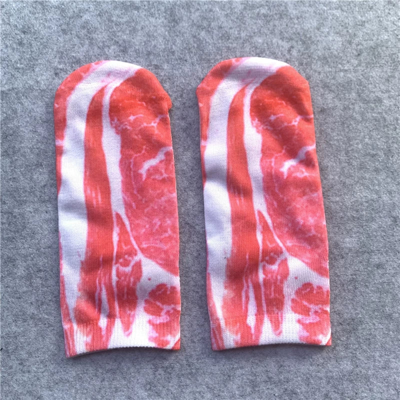 Novelty graphic print ankle socks - Bacon
