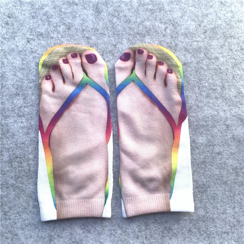 Novelty graphic print ankle socks - Rainbow Flip-Flop