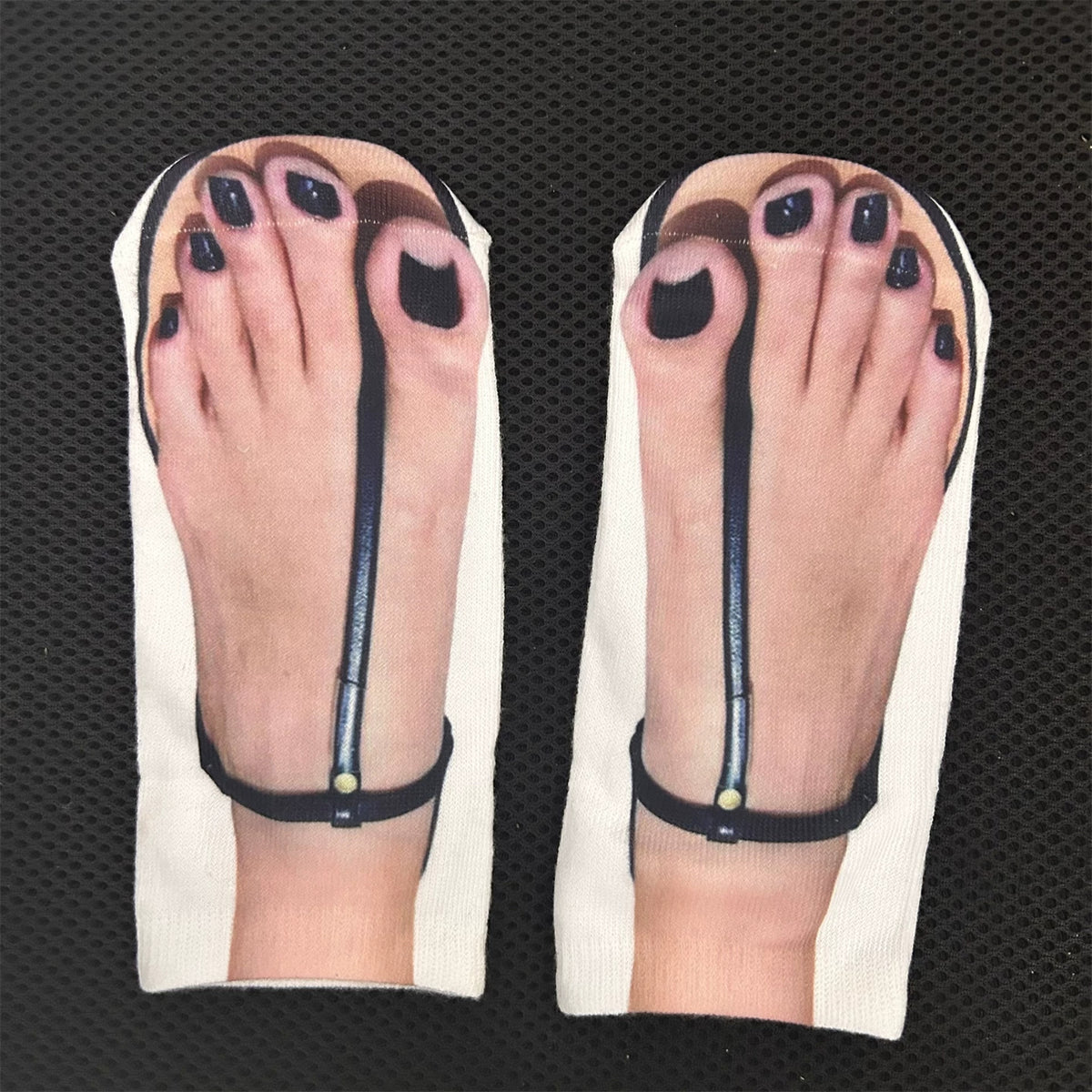 Novelty graphic print ankle socks - Black T-Strap