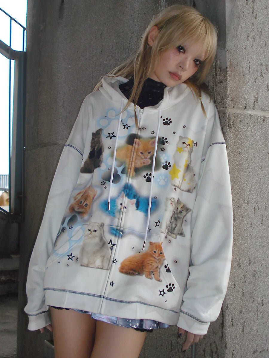 CFIERCE Cat Collage Zip Hoodie - 页面展示主图_1