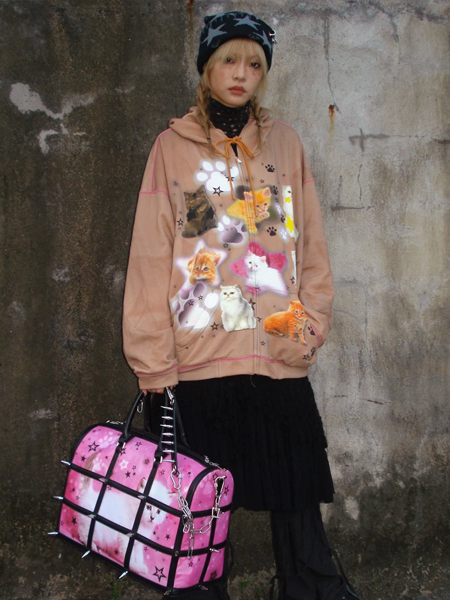 CFIERCE Cat Collage Zip Hoodie - 页面展示主图_2