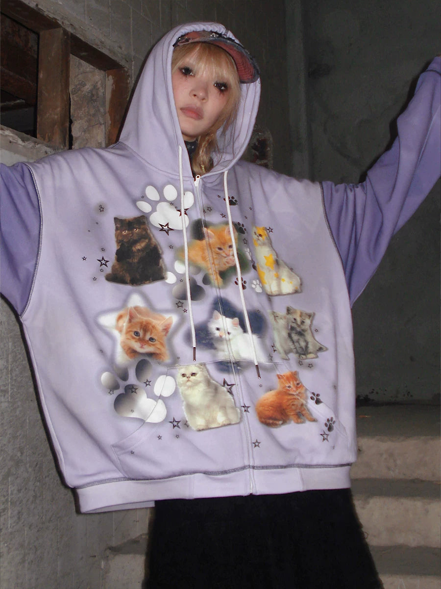 CFIERCE Cat Collage Zip Hoodie - 页面展示主图_3