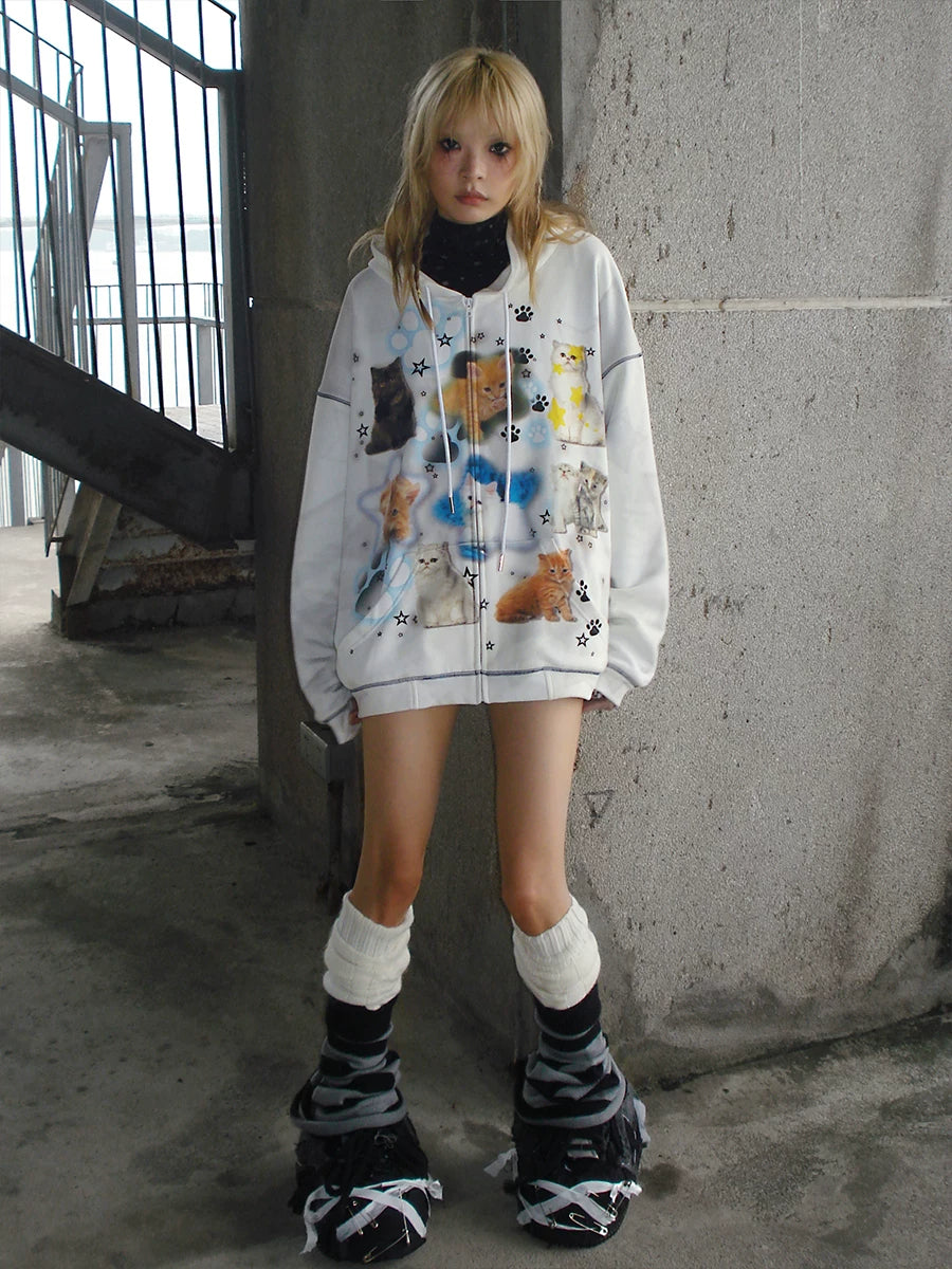 CFIERCE Cat Collage Zip Hoodie - 页面展示主图_4