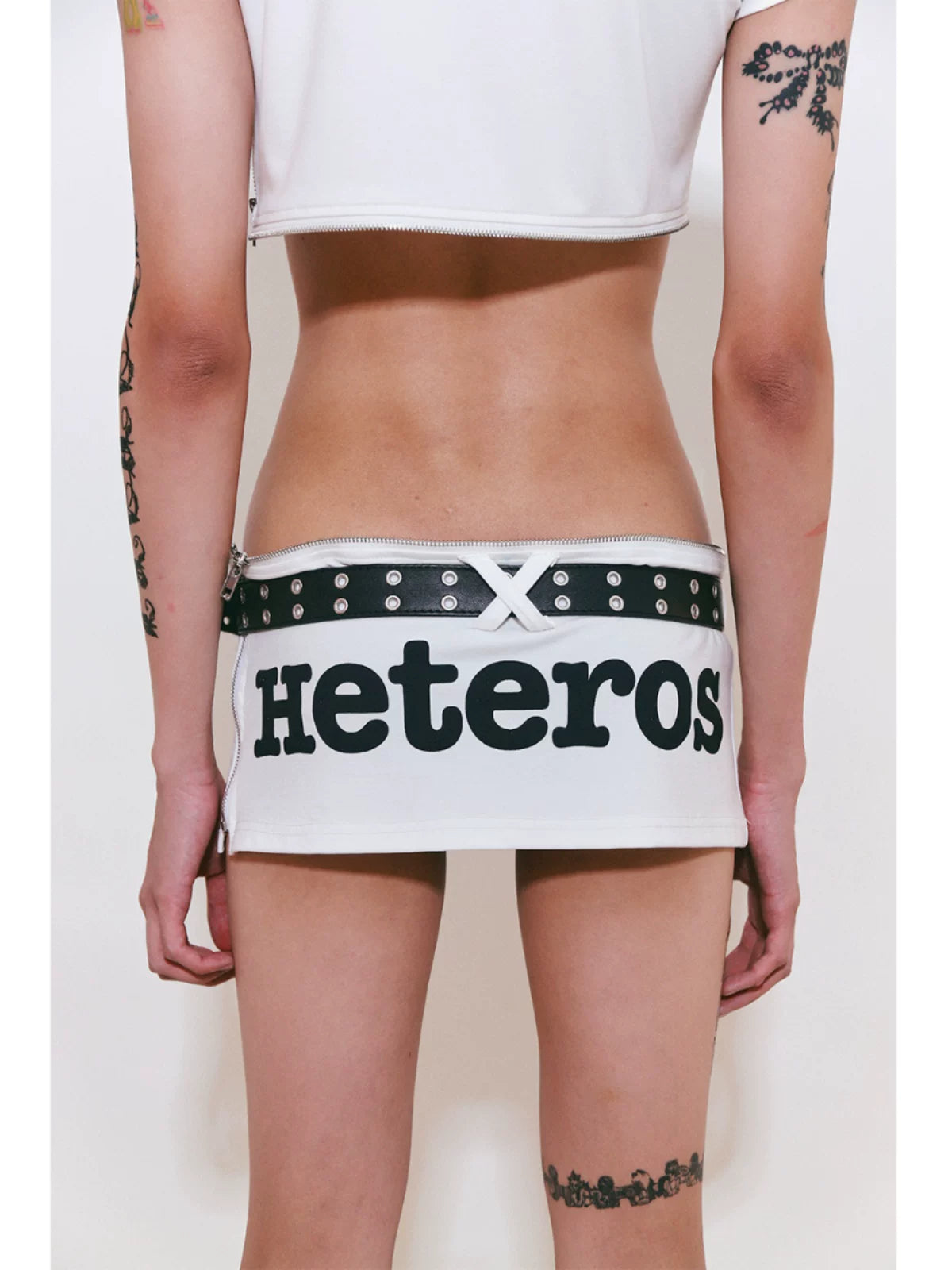 I Love Trans Zip-Off Convertible Baby Tee - White Heteros mini skirt back detail