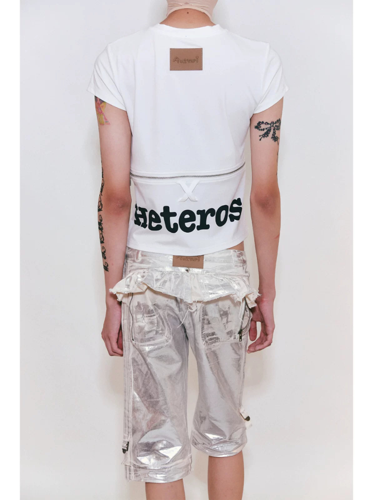 I Love Trans Zip-Off Convertible Baby Tee - White full tee back