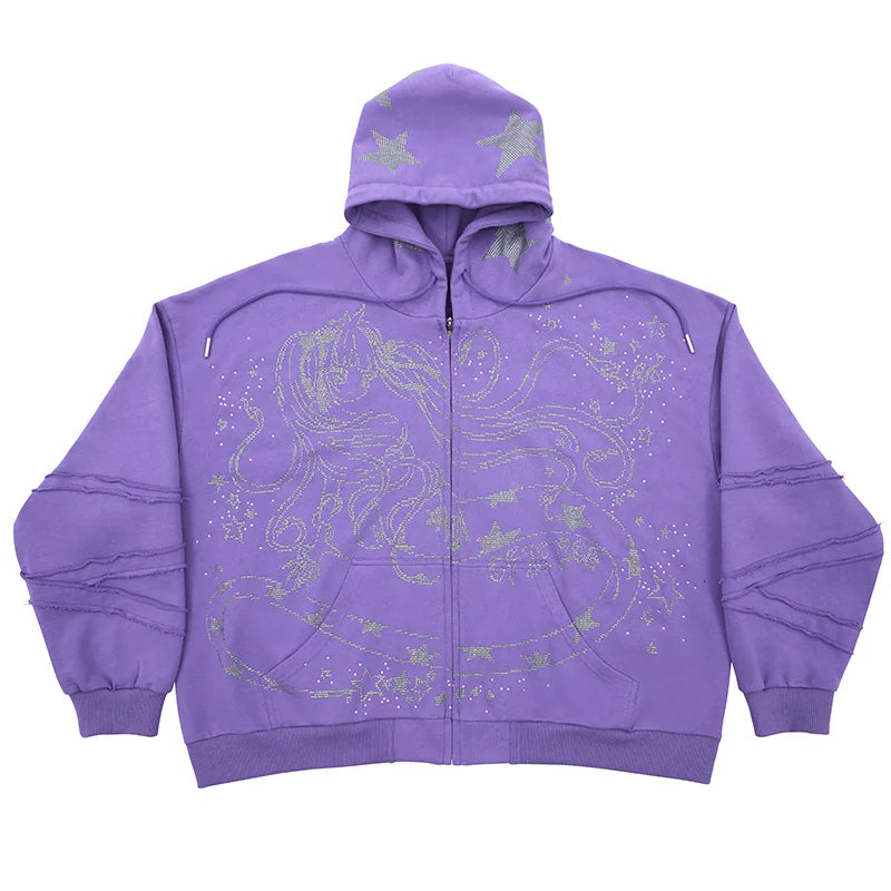 CFIERCE Snake Sorceress Rhinestone Zip Hoodie - view 3