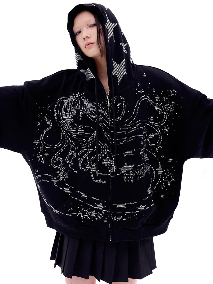 CFIERCE Snake Sorceress Rhinestone Zip Hoodie - view 4