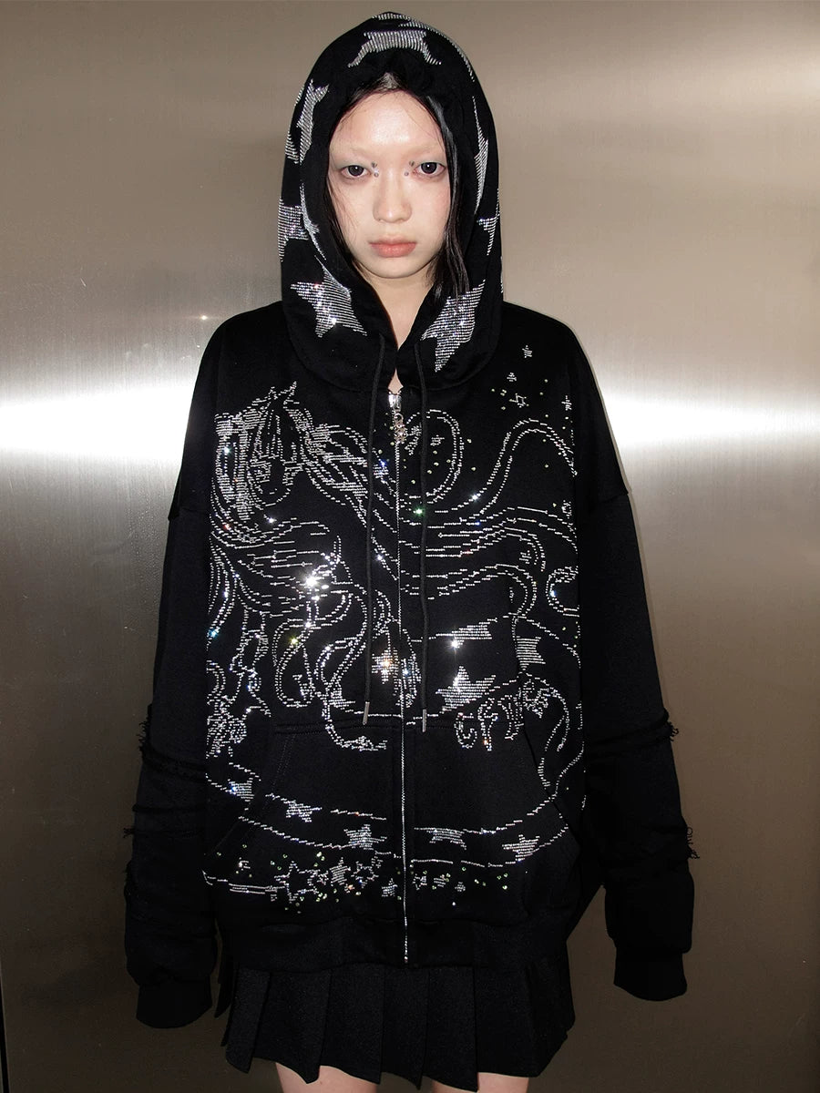 CFIERCE Snake Sorceress Rhinestone Zip Hoodie - view 5
