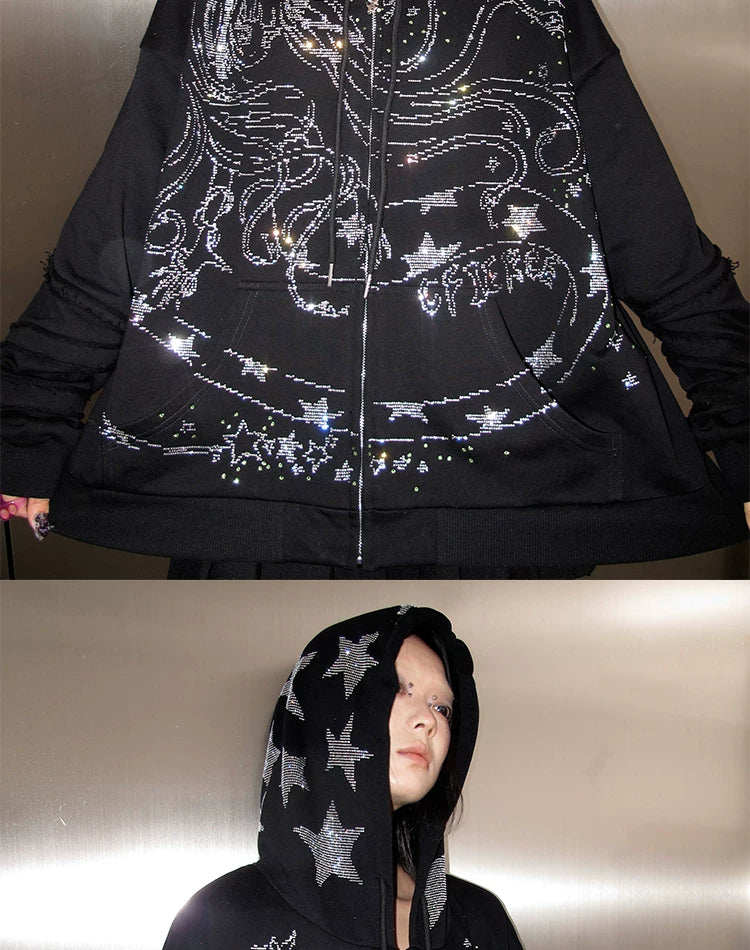 CFIERCE Snake Sorceress Rhinestone Zip Hoodie - view 8