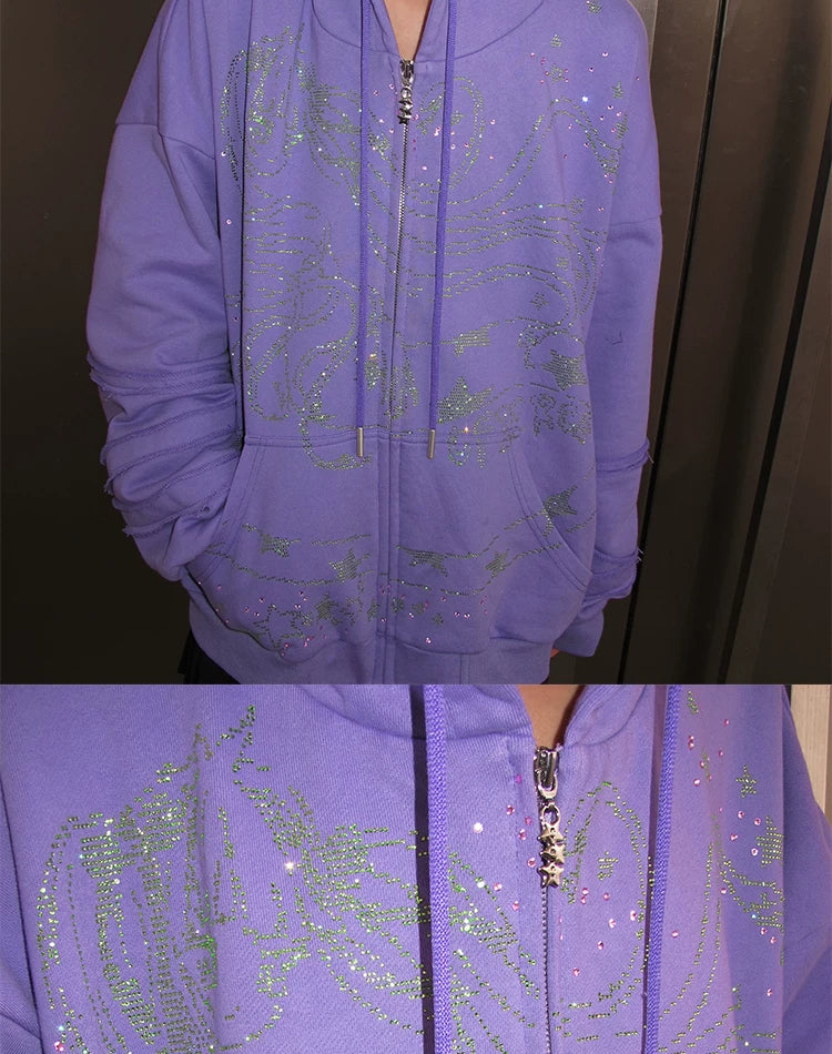 CFIERCE Snake Sorceress Rhinestone Zip Hoodie - view 9
