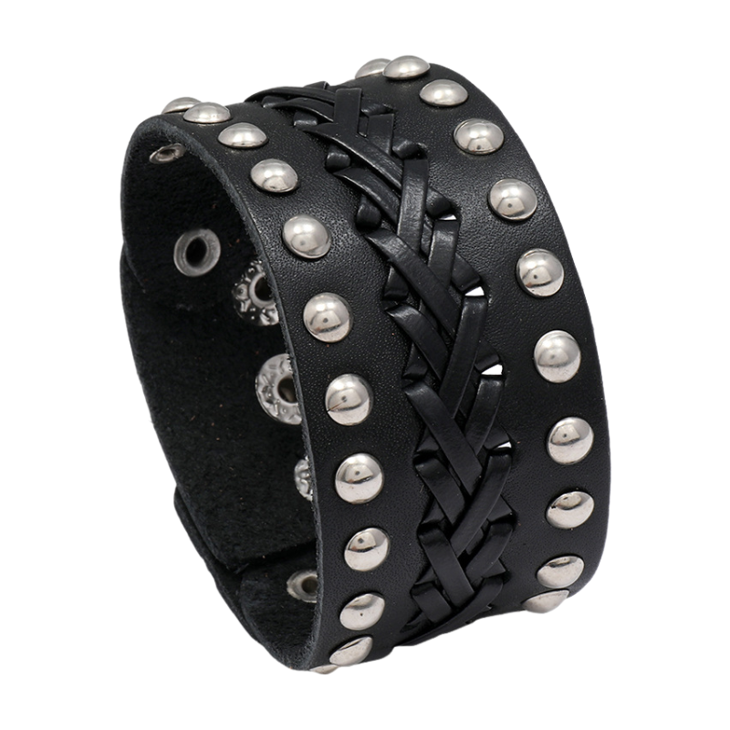 Multi-Layer Studded Leather Bracelet