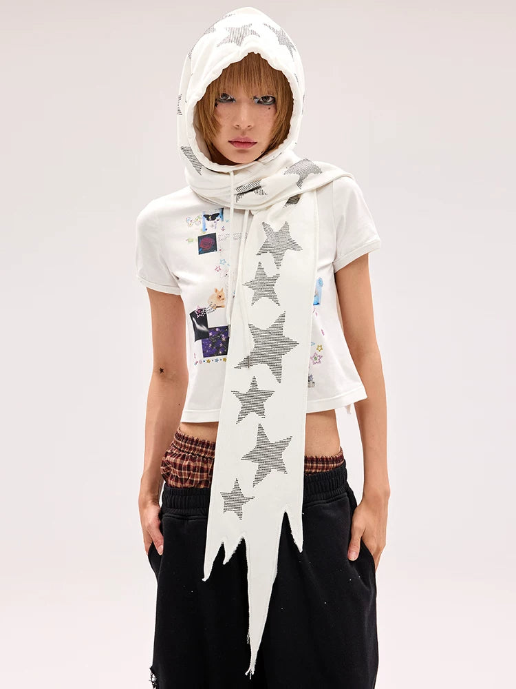 CFIERCE Rhinestone Star Hooded Scarf - view 1