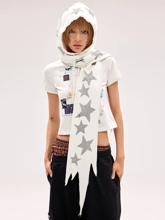 CFIERCE Rhinestone Star Hooded Scarf - view 1