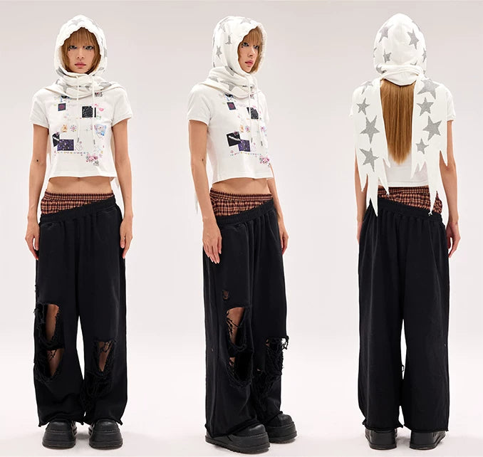CFIERCE Rhinestone Star Hooded Scarf - view 4