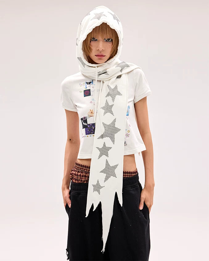 CFIERCE Rhinestone Star Hooded Scarf - view 7