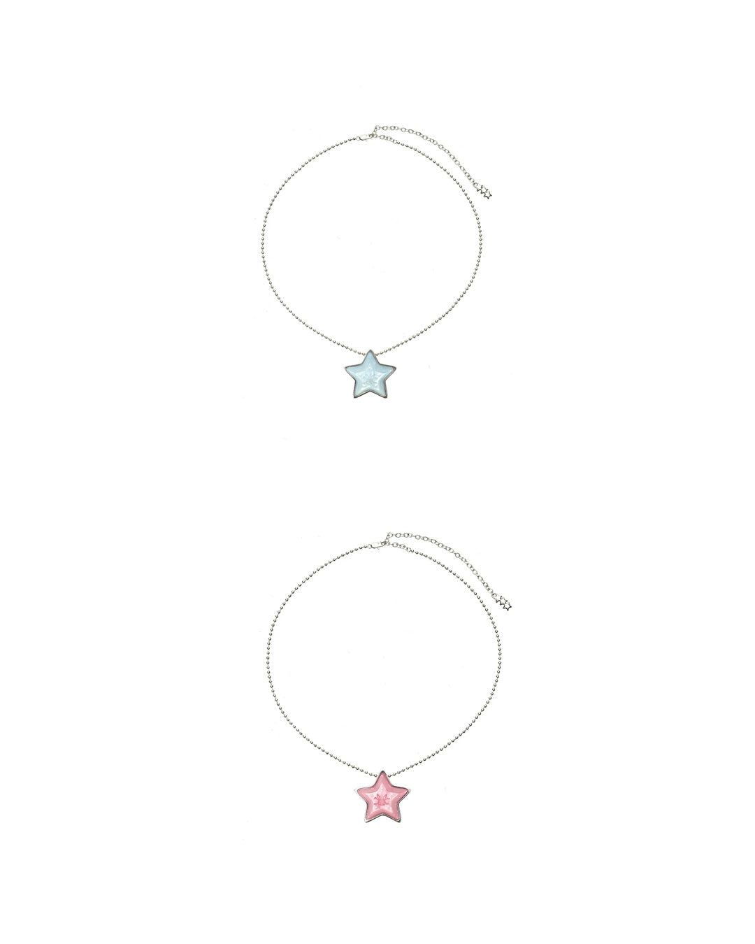 CFIERCE Pink & Blue Star Pendant Necklace - blue and pink necklaces vertical cover