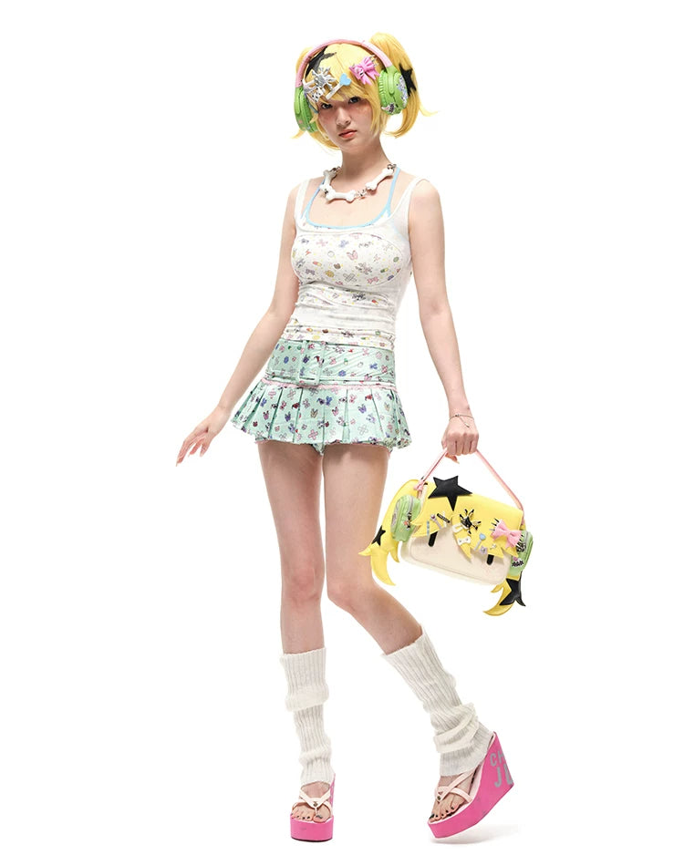 CFIERCE Headphone Girl Crossbody Bag - yellow full outfit view