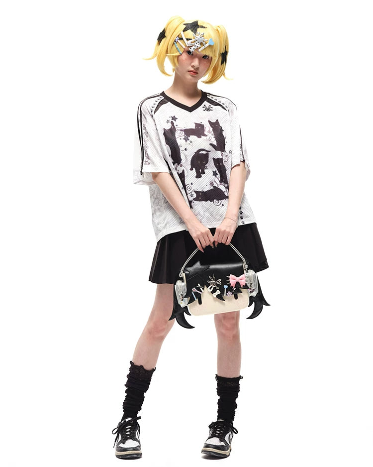 CFIERCE Headphone Girl Crossbody Bag - black top handle outfit view