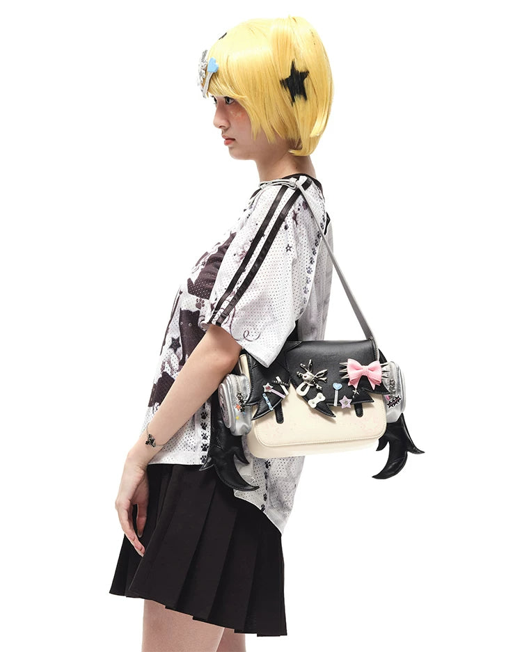 CFIERCE Headphone Girl Crossbody Bag - black side shoulder view