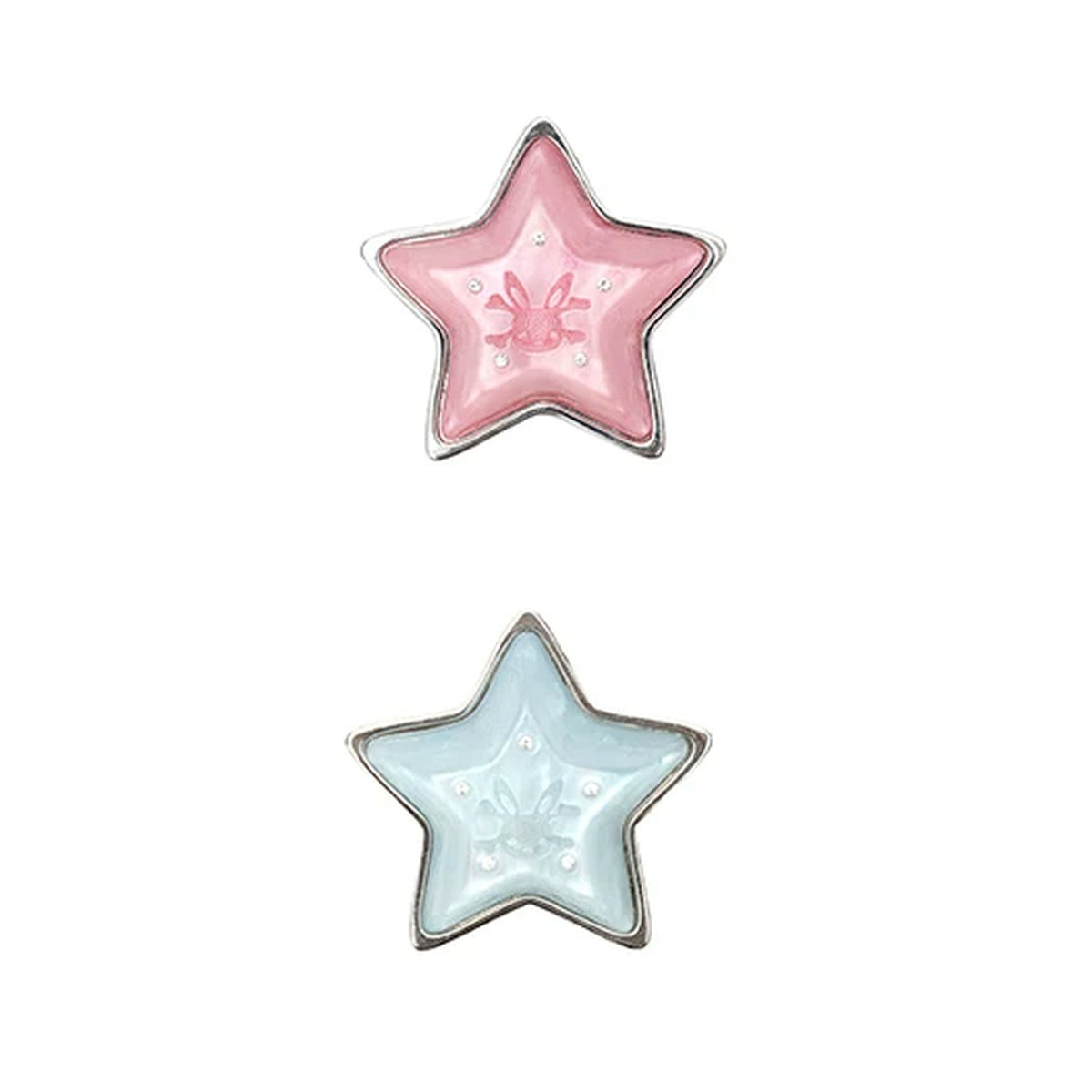 CFIERCE Mismatched Pink & Blue Star Stud Earrings - pink and blue star stud earrings vertical pair cover