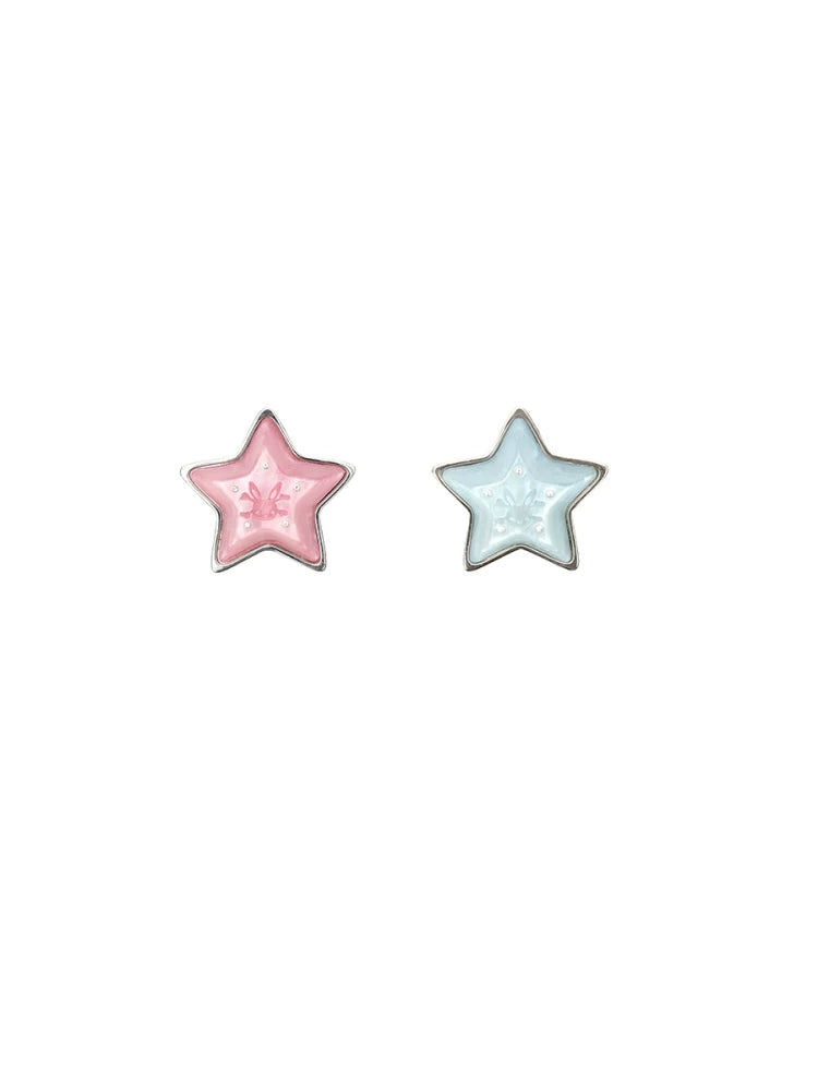 CFIERCE Mismatched Pink & Blue Star Stud Earrings - pink and blue star studs product pair on white