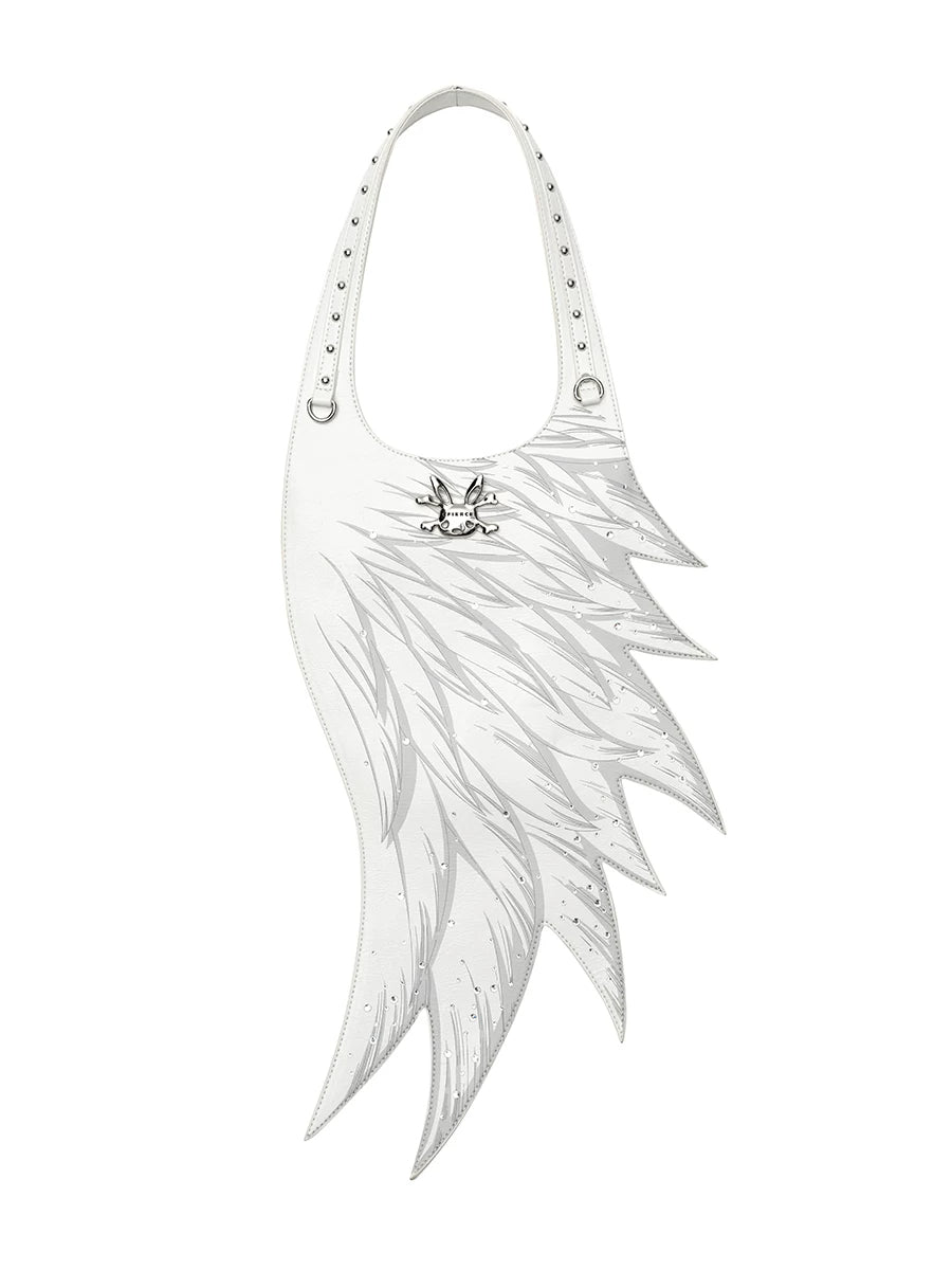 CFIERCE Rhinestone Angel Wing Shoulder Bag - white background front