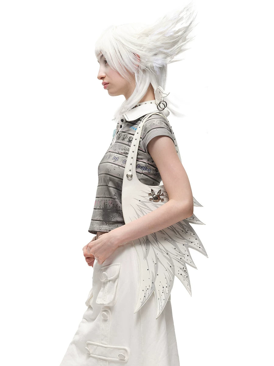 CFIERCE Rhinestone Angel Wing Shoulder Bag - model side view