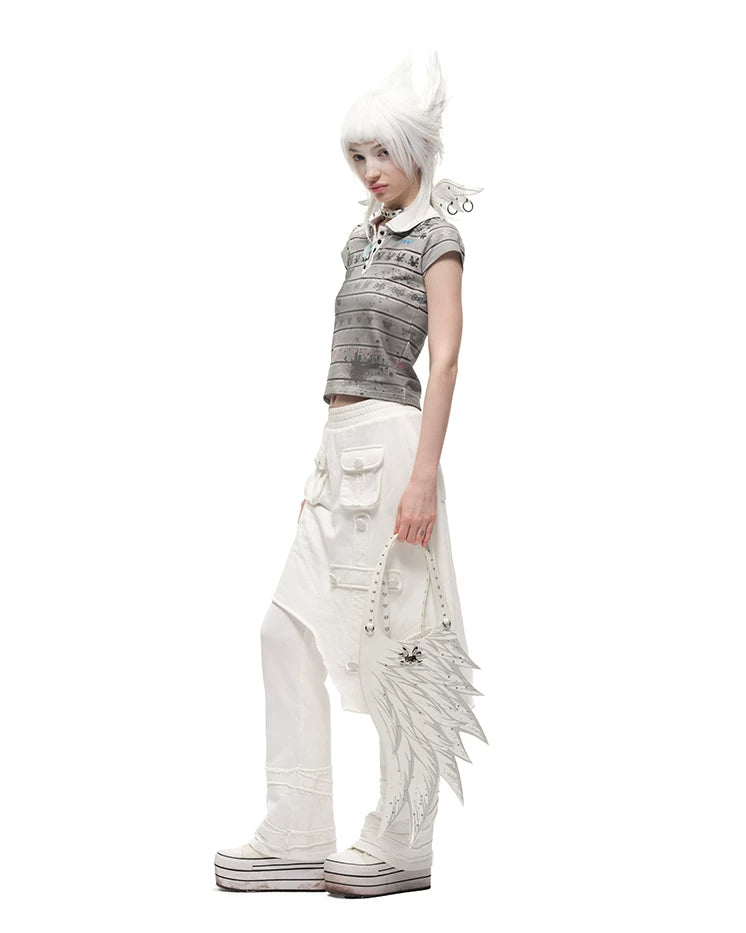 CFIERCE Rhinestone Angel Wing Shoulder Bag - standing angled view