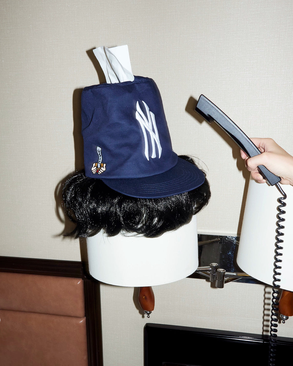 USIC Tissue-Box Embroidered Flat-Brim Cap - styled crown close view