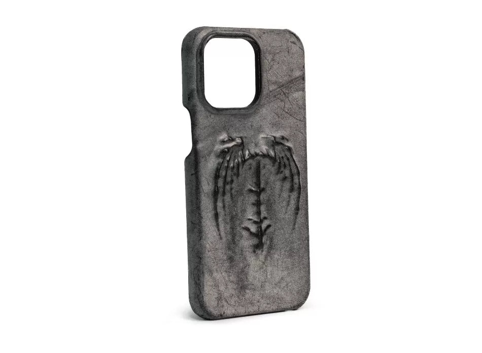 Gray-black bat wing case angled view
