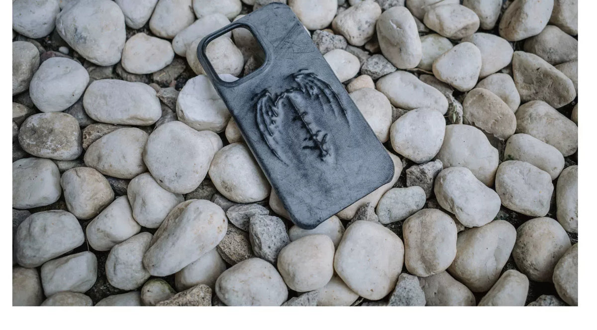 Gray-black case on stone