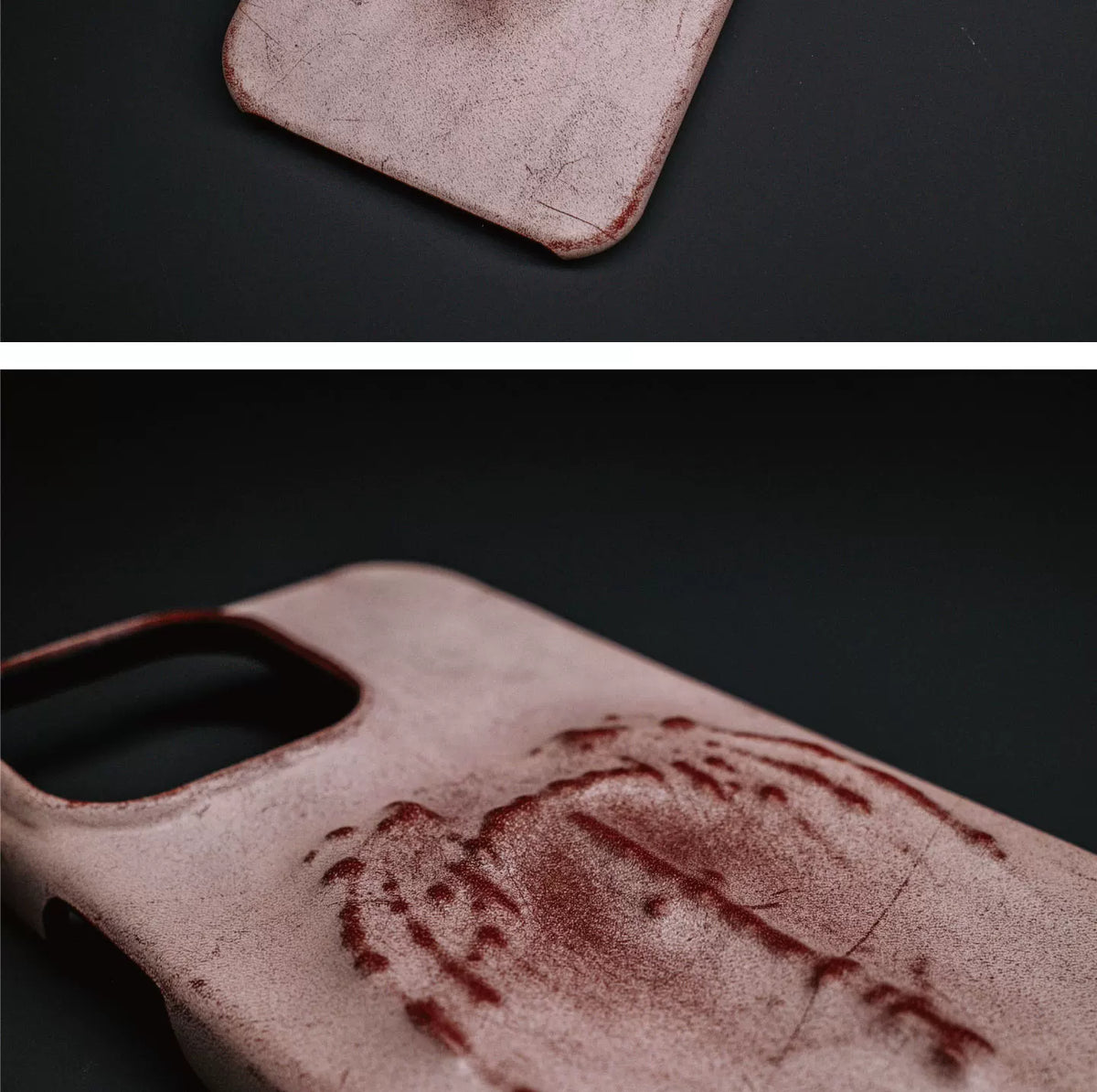 Rubbed red bat wing case front