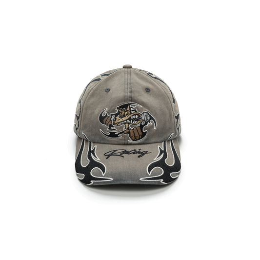 ESOTERIC THING Mechanic Flame Embroidered Baseball Cap - Light Gray front