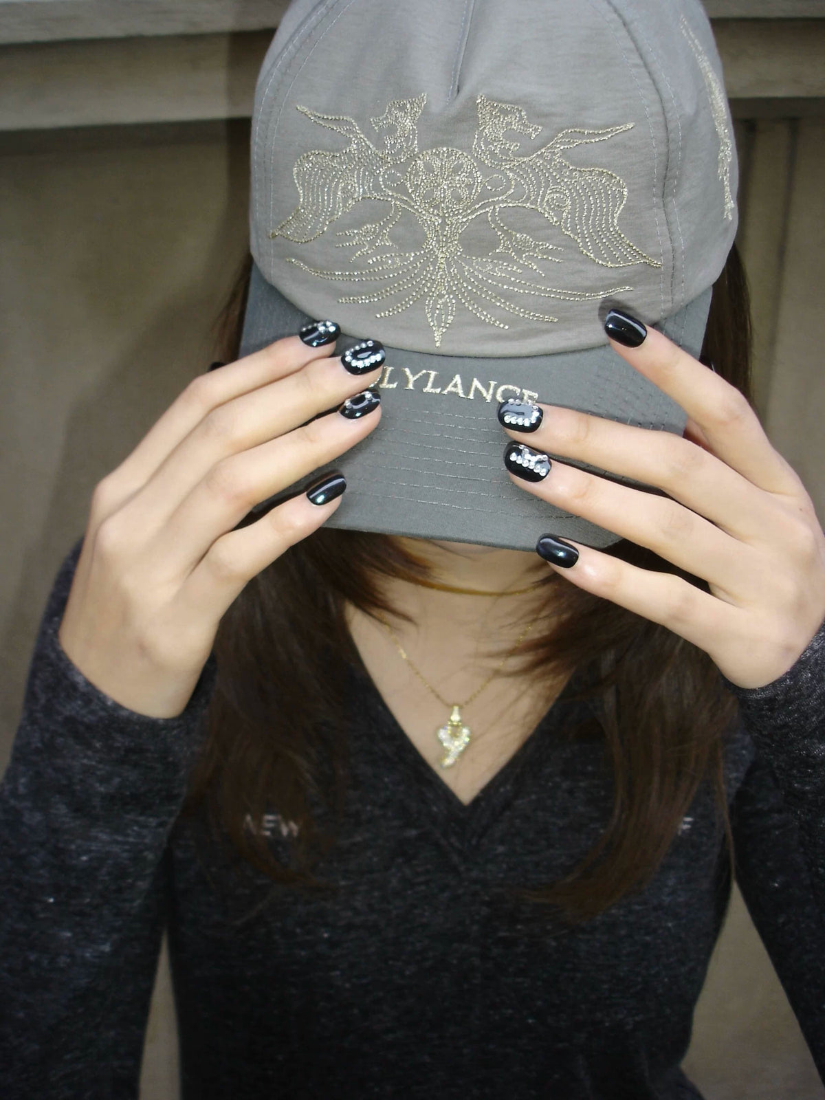 LANCER HOLYLANCE Broken Eagle Embroidered Baseball Cap - Gray on model front