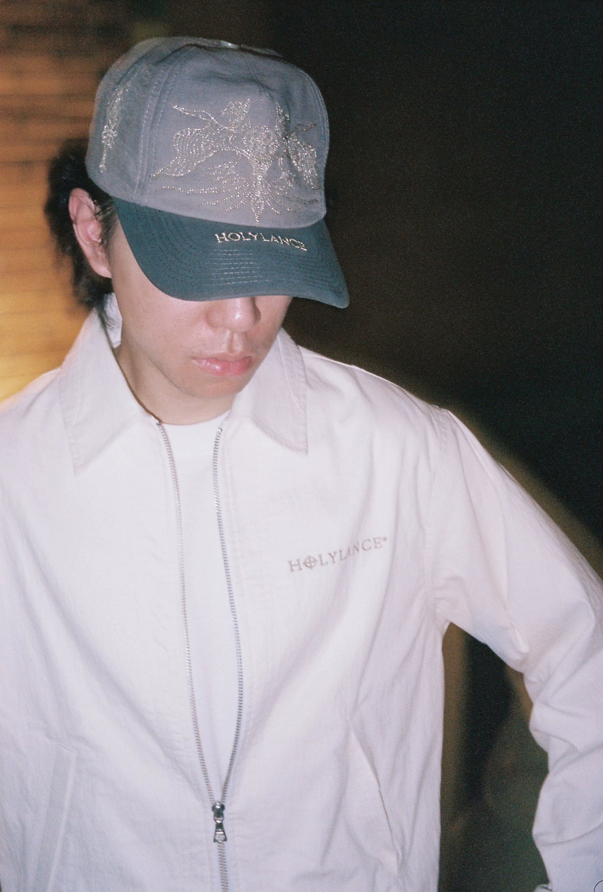 LANCER HOLYLANCE Broken Eagle Embroidered Baseball Cap - Gray on model