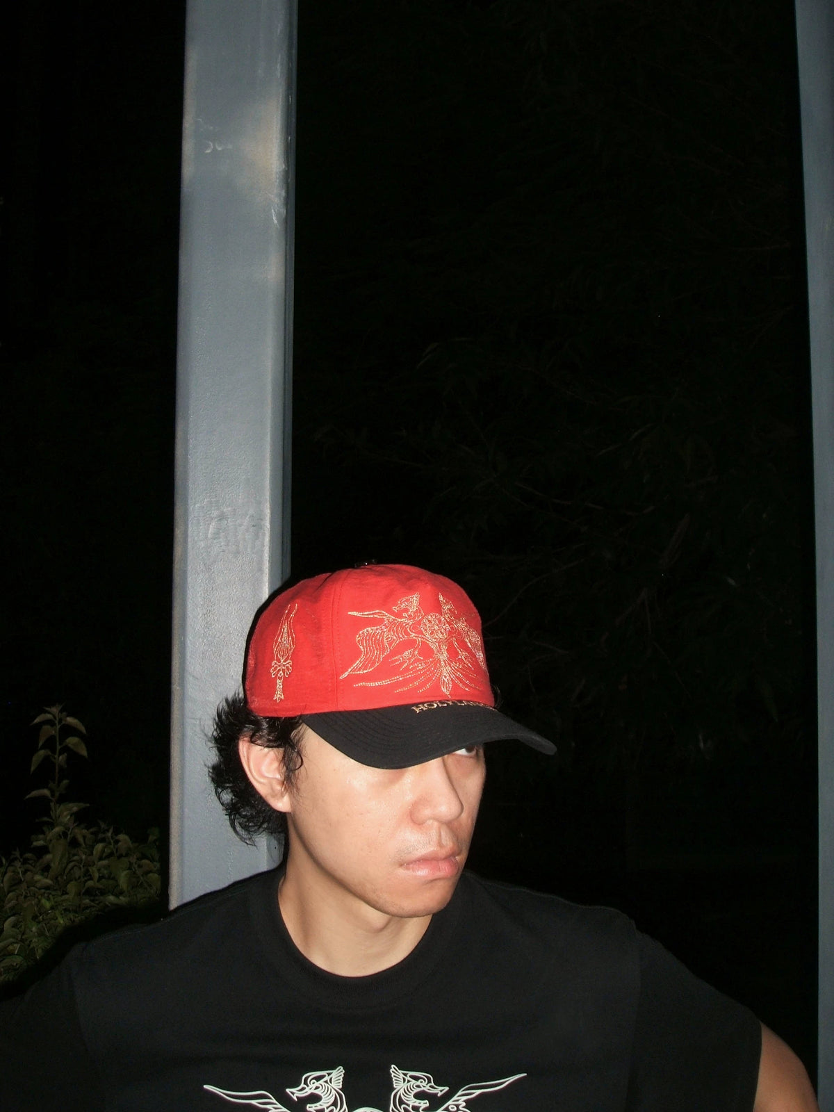 LANCER HOLYLANCE Broken Eagle Embroidered Baseball Cap - Red on model side