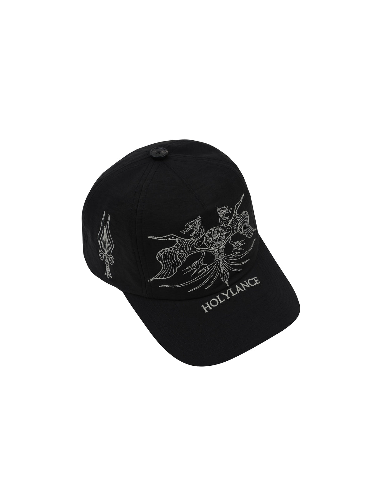 LANCER HOLYLANCE Broken Eagle Embroidered Baseball Cap - Black three-quarter front