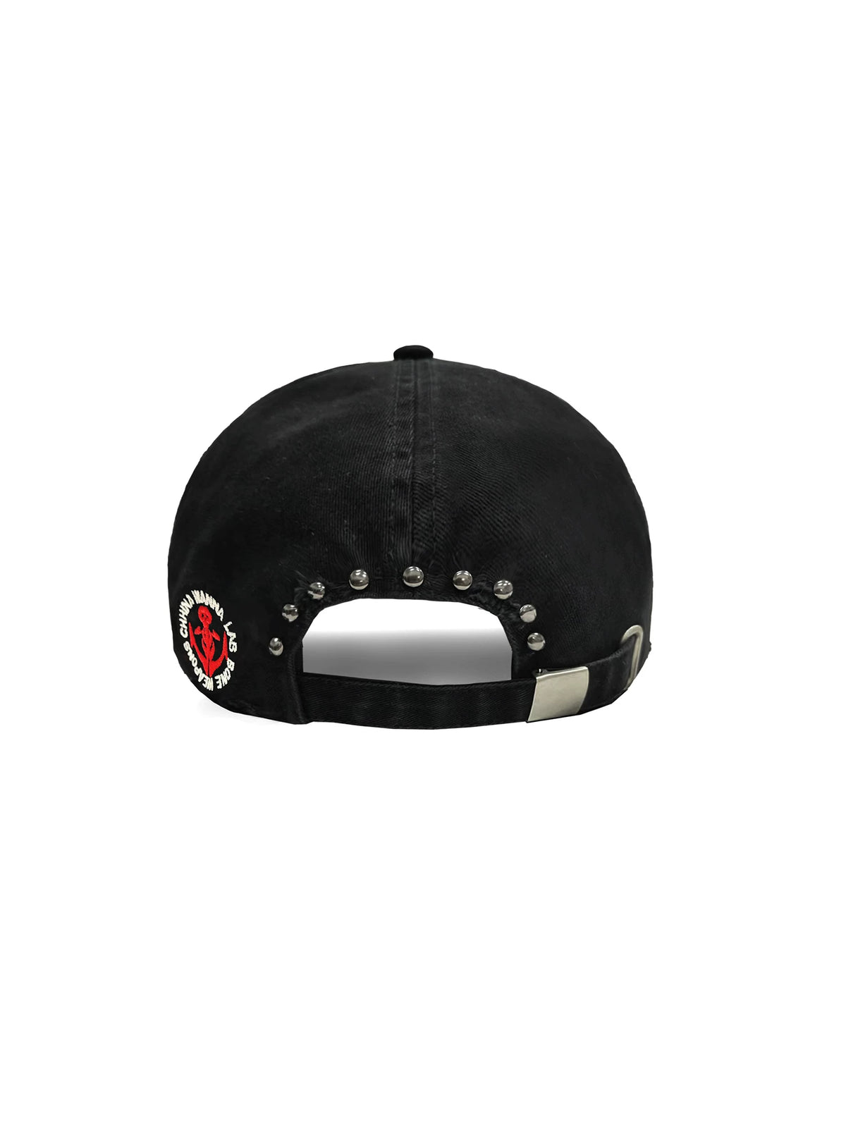 WANNA LAB Bone Pistols Embroidered Studded Washed Denim Cap - Washed Black back
