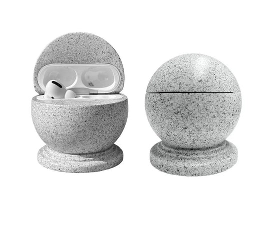 Oddments stone-texture AirPods resin case, product photo 1; earbuds not included