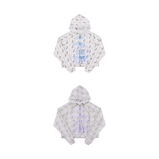 CFIERCE Cat & Rabbit Lace-Trim Zip Hoodie - blue and purple cat-rabbit hoodies front on white