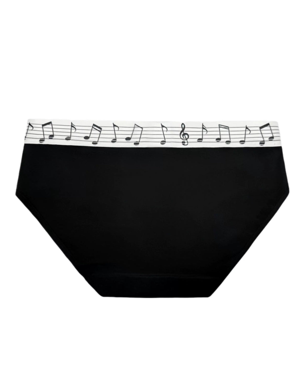 Moire Music Note Mid-Rise Briefs - Black brief back